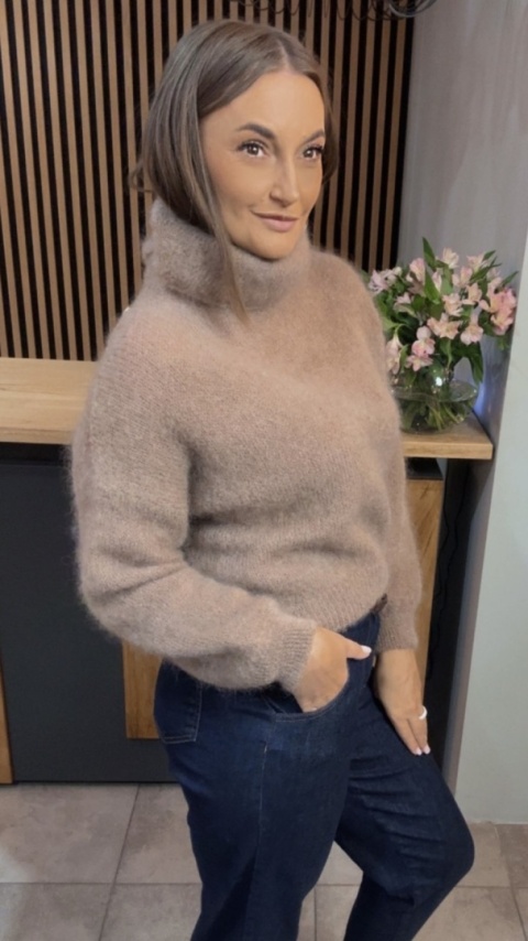 Golf Miss Lucky z moherem - Beżowy