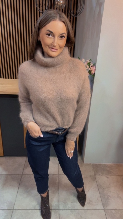 Golf Miss Lucky z moherem - Beżowy