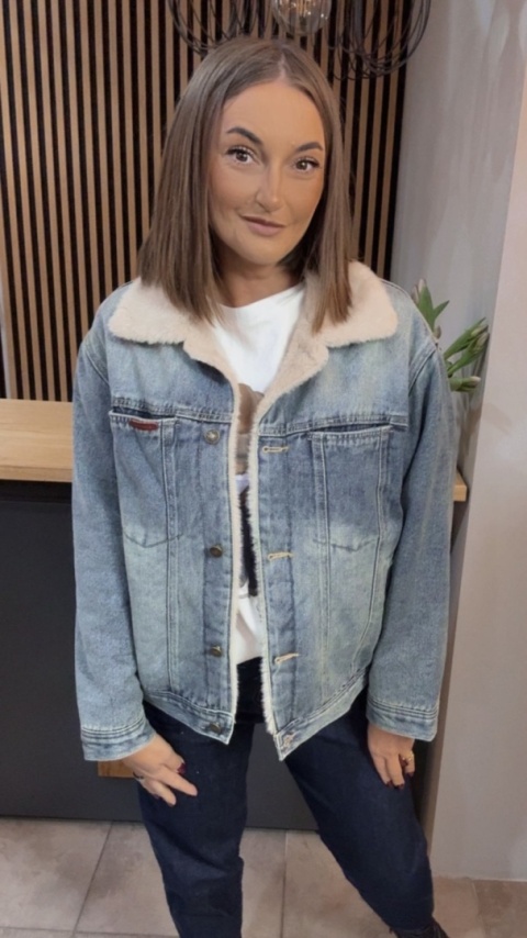 Jeansowa kurtka z kożuchem