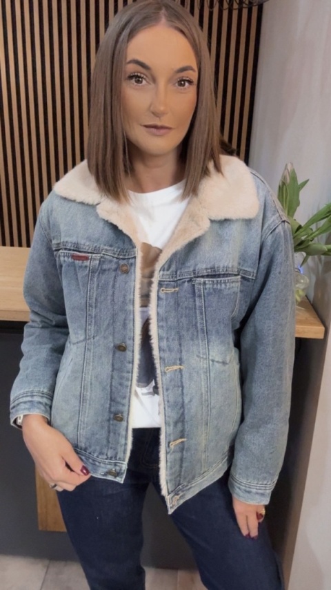 Jeansowa kurtka z kożuchem