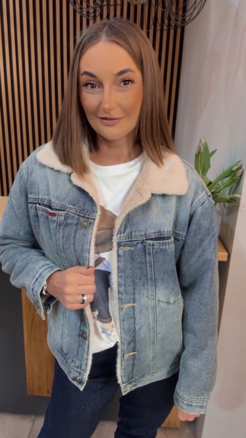 Jeansowa kurtka z kożuchem