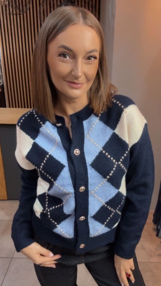 Kardigan damski LAVYSH – Granatowo–błękitny