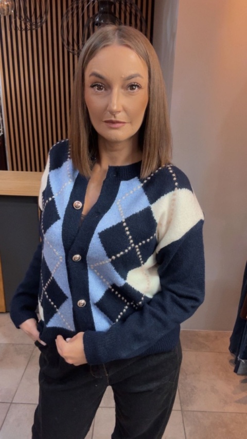 Kardigan damski LAVYSH – Granatowo–błękitny