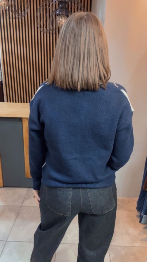 Kardigan damski LAVYSH – Granatowo–błękitny