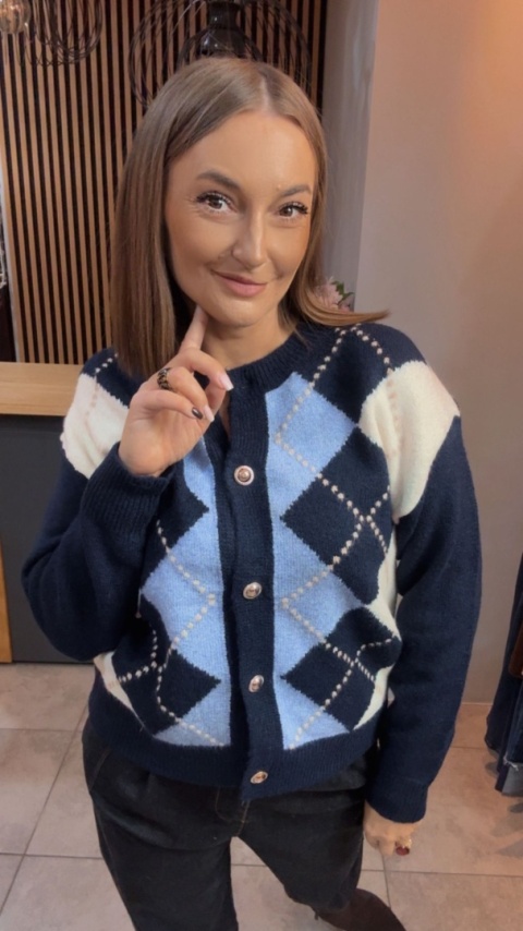Kardigan damski LAVYSH – Granatowo–błękitny