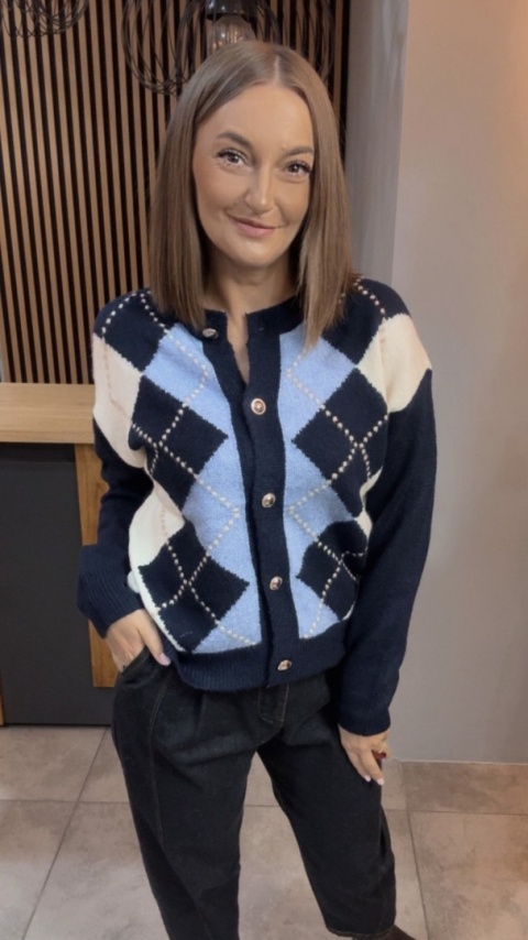 Kardigan damski LAVYSH – Granatowo–błękitny