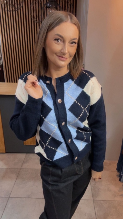 Kardigan damski LAVYSH – Granatowo–błękitny