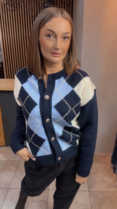 Kardigan damski LAVYSH – Granatowo–błękitny