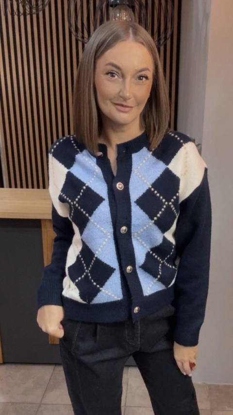 Kardigan damski LAVYSH – Granatowo–błękitny