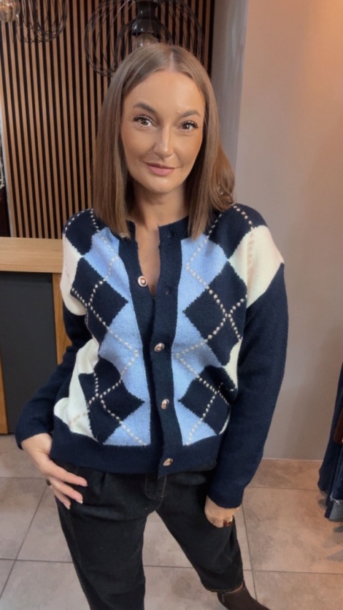 Kardigan damski LAVYSH – Granatowo–błękitny