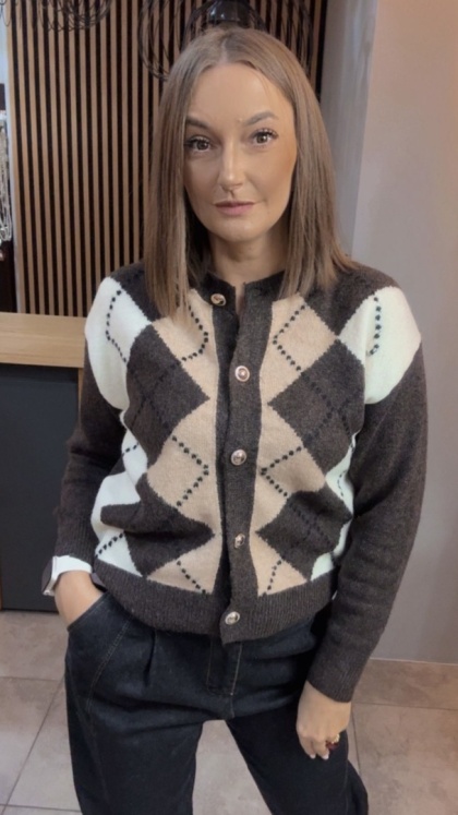 Kardigan damski LAVYSH - Brązowo-karmelowy