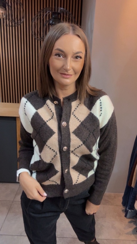 Kardigan damski LAVYSH - Brązowo-karmelowy