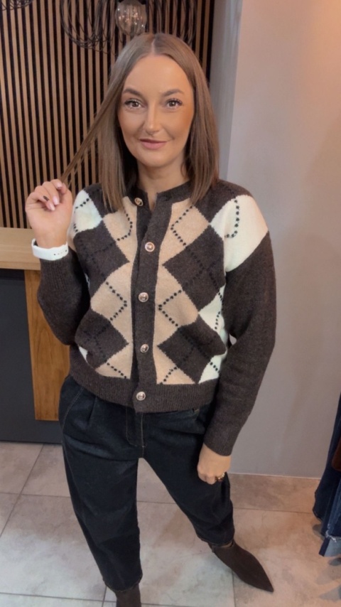 Kardigan damski LAVYSH - Brązowo-karmelowy