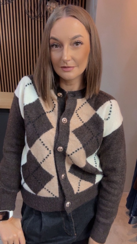 Kardigan damski LAVYSH - Brązowo-karmelowy