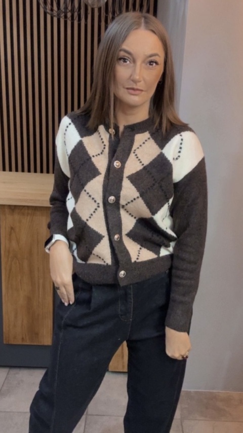 Kardigan damski LAVYSH - Brązowo-karmelowy