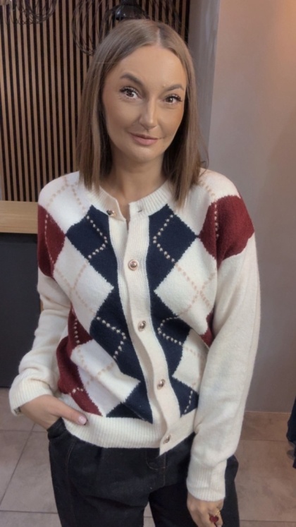 Kardigan damski LAVYSH – Granatowo–bordowy