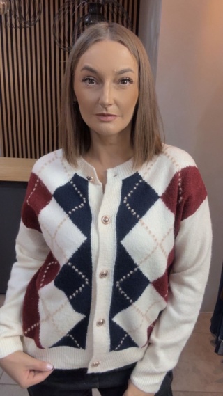 Kardigan damski LAVYSH – Granatowo–bordowy