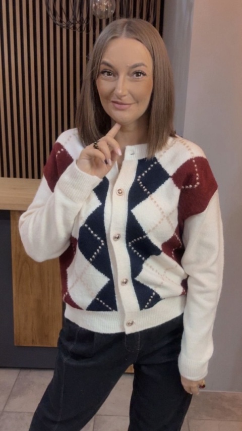 Kardigan damski LAVYSH – Granatowo–bordowy