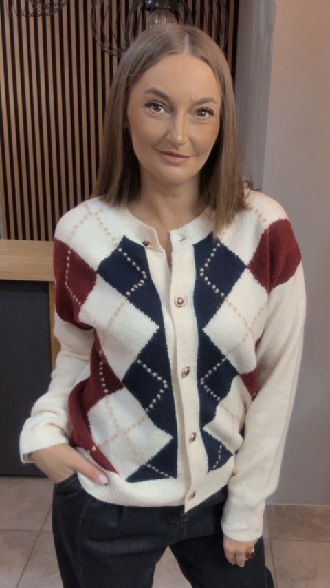 Kardigan damski LAVYSH – Granatowo–bordowy