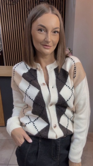 Kardigan damski LAVYSH – Beżowo–brązowy