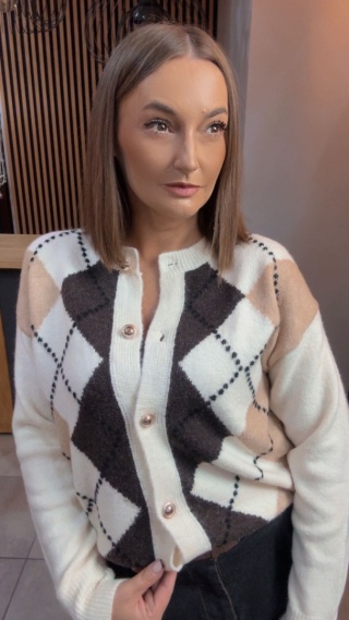 Kardigan damski LAVYSH – Beżowo–brązowy