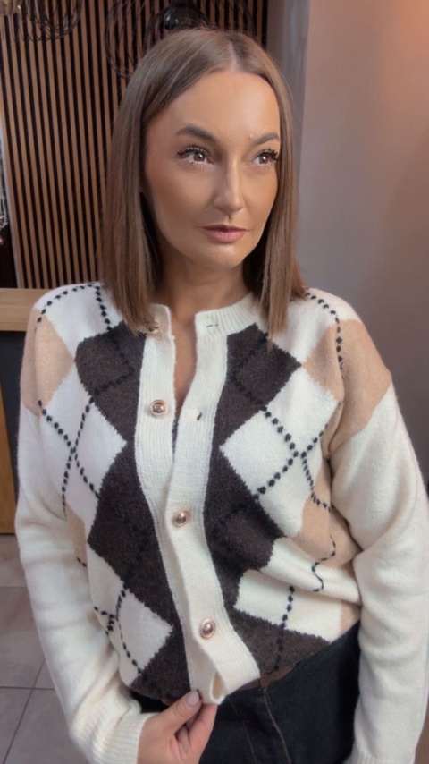 Kardigan damski LAVYSH – Beżowo–brązowy