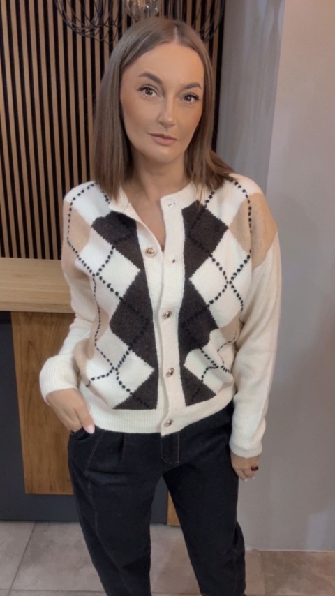 Kardigan damski LAVYSH – Beżowo–brązowy