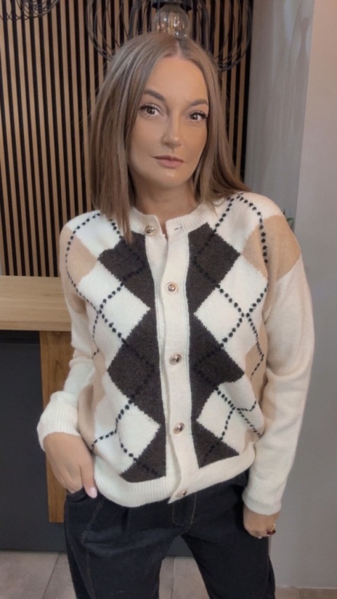 Kardigan damski LAVYSH – Beżowo–brązowy