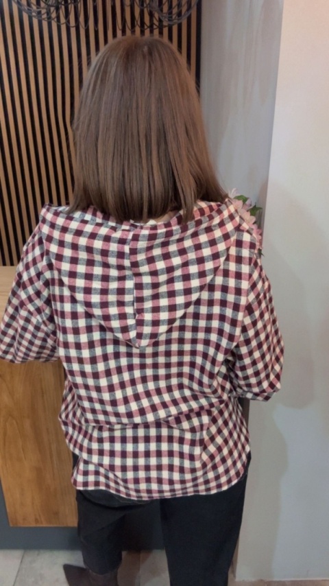 Koszula z kapturem w kratę – Bordo