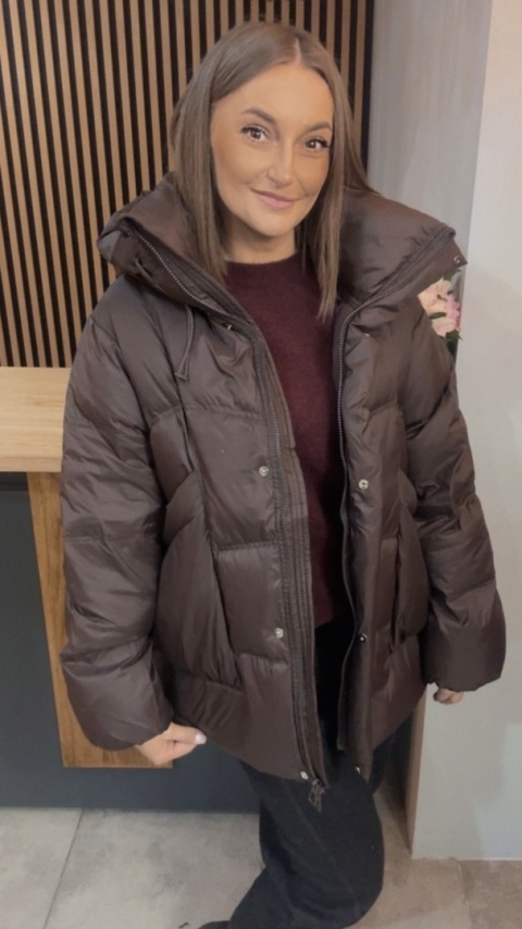 Kurtka naturalny puch Estelle - Czekolada