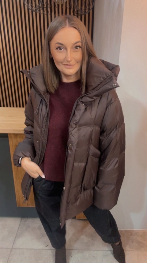 Kurtka naturalny puch Estelle - Czekolada