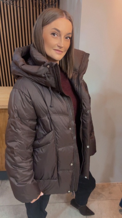 Kurtka naturalny puch Estelle - Czekolada