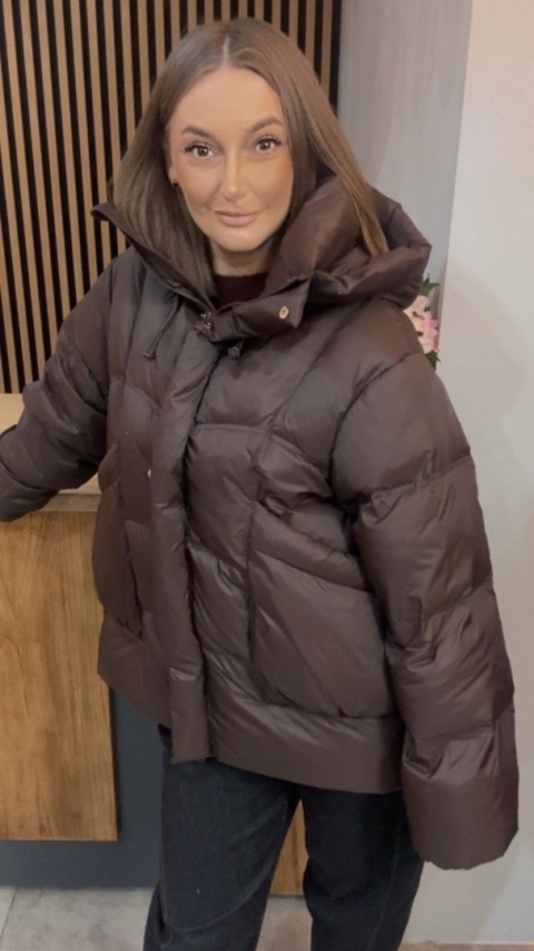 Kurtka naturalny puch Estelle - Czekolada