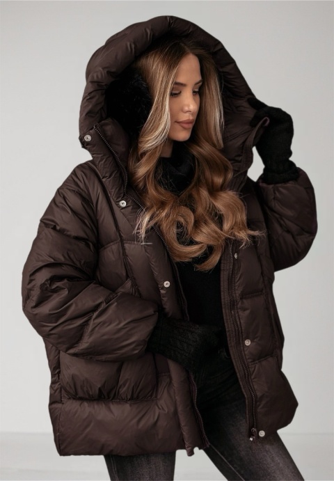 Kurtka naturalny puch Estelle - Czekolada