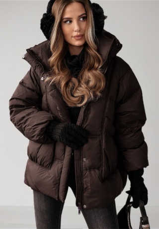 Kurtka naturalny puch Estelle - Czekolada