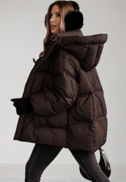 Kurtka naturalny puch Estelle - Czekolada