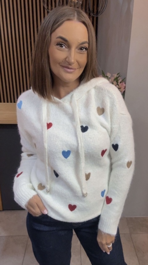 Sweter VICBEE z kapturem - Biały