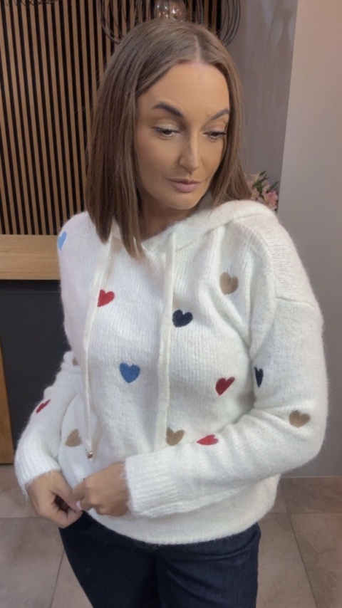 Sweter VICBEE z kapturem - Biały