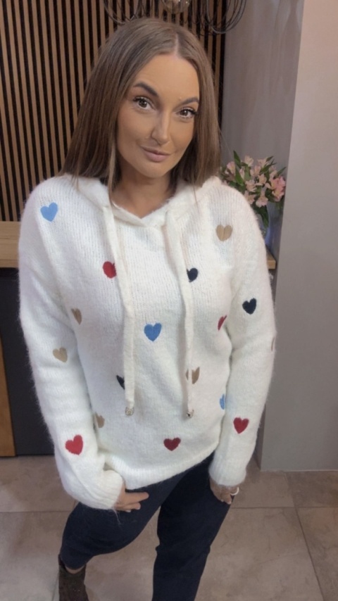 Sweter VICBEE z kapturem - Biały