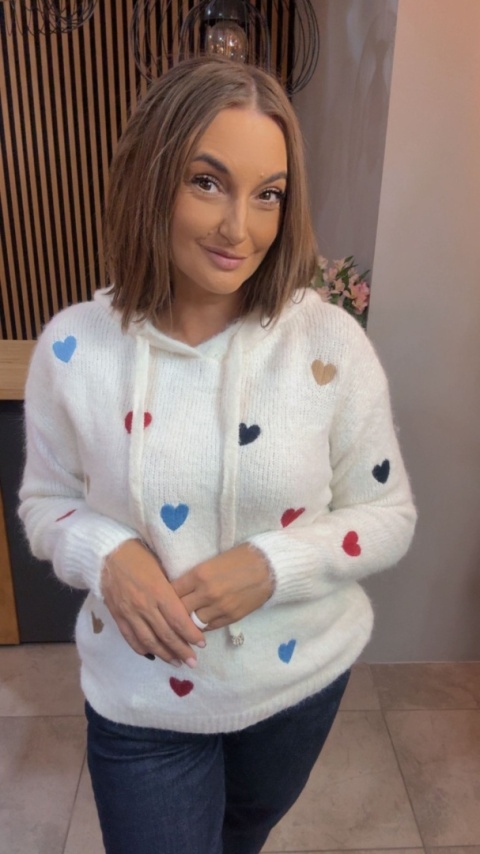 Sweter VICBEE z kapturem - Biały