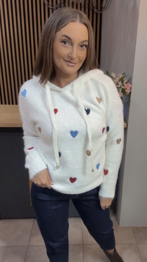 Sweter VICBEE z kapturem - Biały