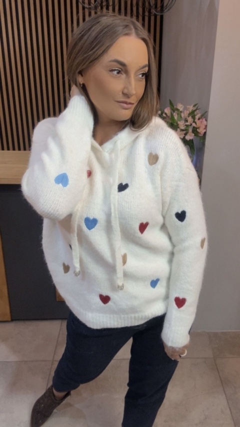 Sweter VICBEE z kapturem - Biały