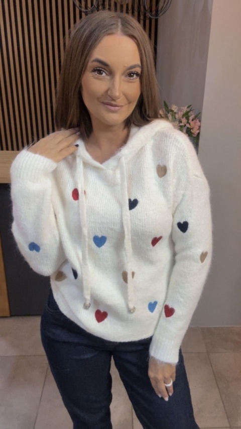 Sweter VICBEE z kapturem - Biały