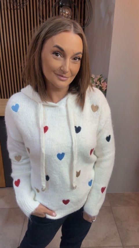 Sweter VICBEE z kapturem - Biały