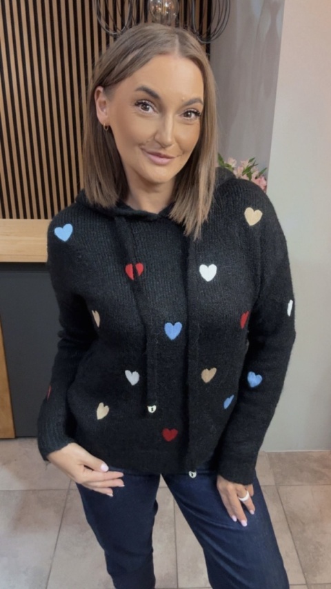 Sweter VICBEE z kapturem - Czarny