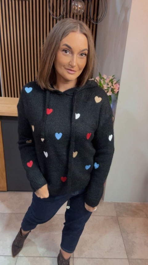 Sweter VICBEE z kapturem - Czarny