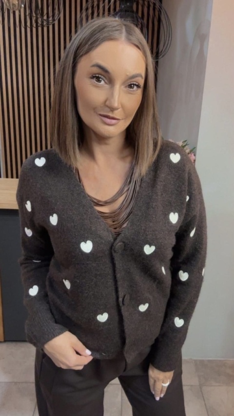Sweter kardigan VICBEE z serduszkami