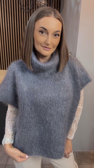 Sweter moherowy Miss Lucky - Szary