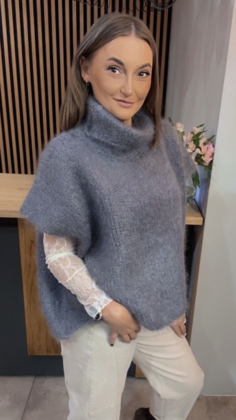 Sweter moherowy Miss Lucky - Szary