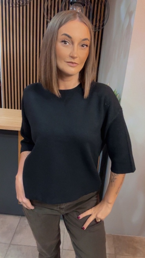 Sweter z rękawem 3/4 Melody - Czarny